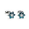 18k White Gold Earrings with Colorless and Blue Diamonds - model c652