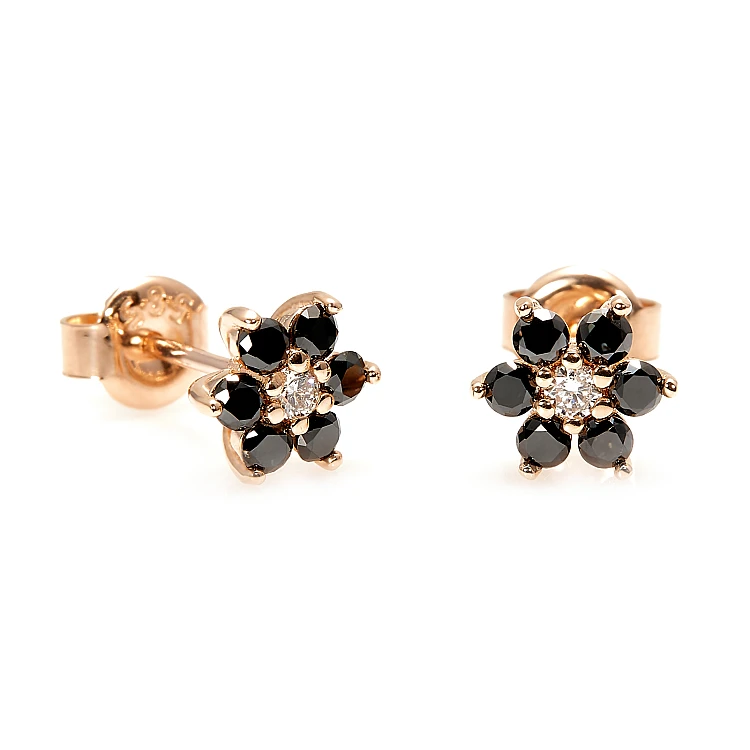 C652didn gold earrings with colorless and black diamonds