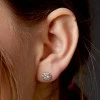 Halo-Ohrringe aus Platin mit farblosen Diamanten - Modell c122092