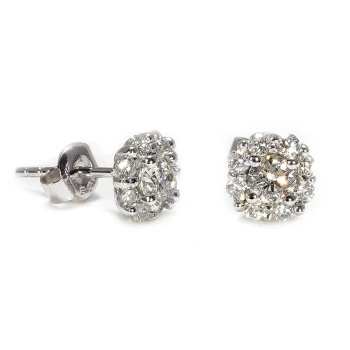 Pendientes de platino con halo y diamantes incoloros - modelo c122092