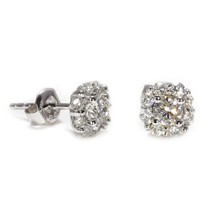 Halo-Ohrringe aus Platin mit farblosen Diamanten - Modell c122092