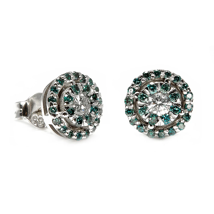 Ohrringe aus Gold oder Platin mit farblosen und blauen Diamanten c1647didb