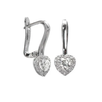 Gold Earrings with Heart Diamonds GIA Certified 0.60ct - 0.80ct - model c1866