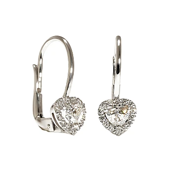 Boucles d'oreilles en or blanc 18 carats serties de diamants en forme de cœur certifiés GIA - modèle c1866
