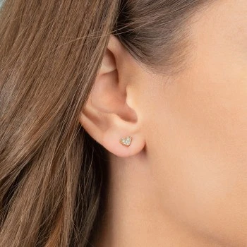 Pendientes de corazón de oro o platino con diamantes - modelo c1957