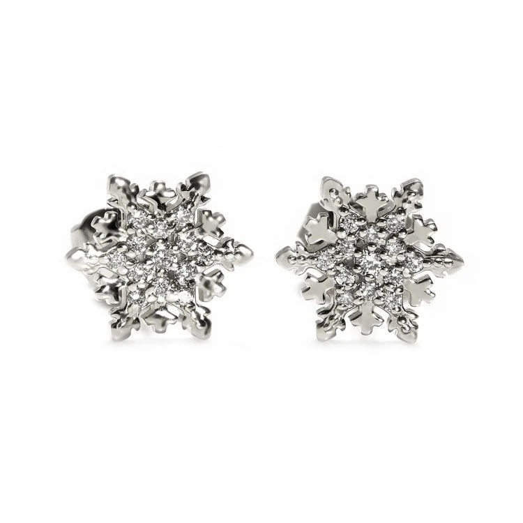 Boucles doreilles en forme de flocon de neige de La Reine des Neiges avec Elsa en or et diamants - modèle c2117