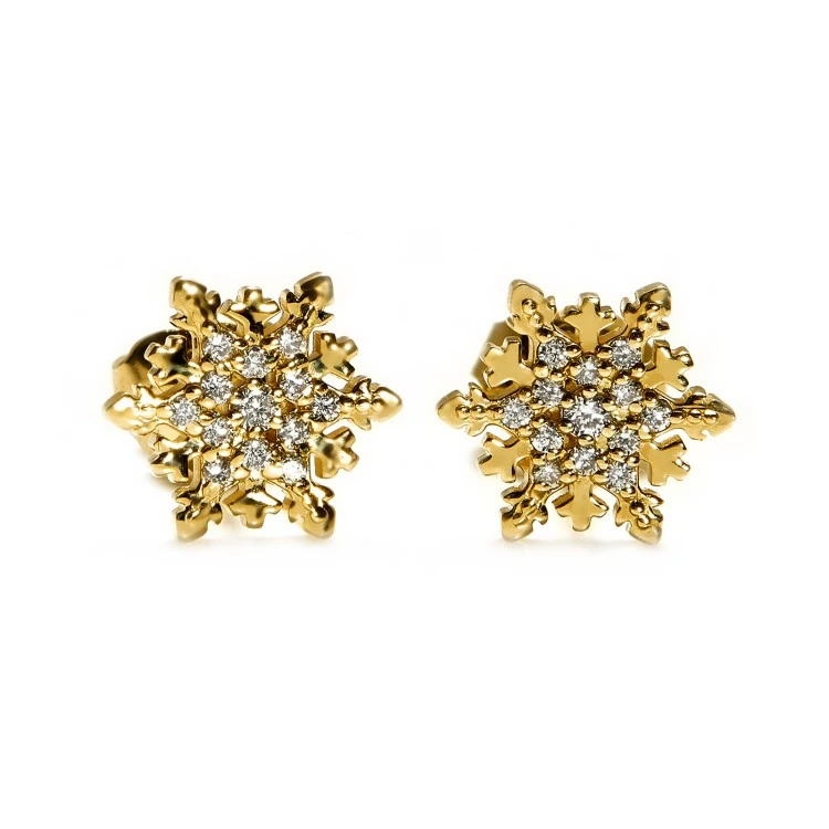 Boucles doreilles en forme de flocon de neige de La Reine des Neiges avec Elsa en or et diamants - modèle c2117