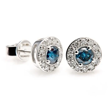 Pendientes de oro con diamantes azules e incoloros - modelo c2159