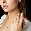 Oorbellen c2159Dbdi in goud met blauwe en kleurloze diamanten