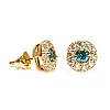 Oorbellen c2159Dbdi in goud met blauwe en kleurloze diamanten