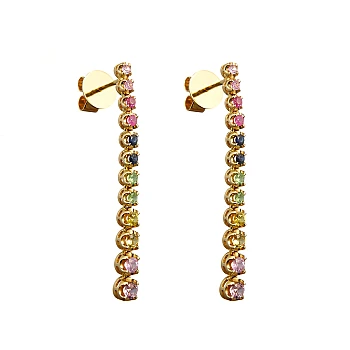 Gouden oorbellen c2442sf met gekleurde stenen