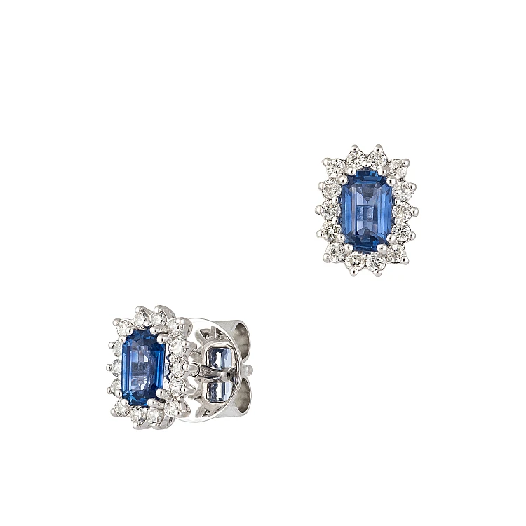 Boucles doreilles en or avec saphirs, émeraudes et diamants - modèle c2472