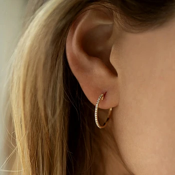 14-karätige Gelbgold-Kreisohrringe mit farblosen Diamanten - Modell C3128