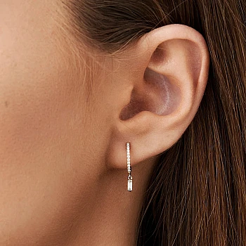Circular Gold Earrings with Diamonds - model c3133