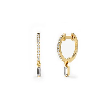 Circular Gold Earrings with Diamonds - model c3133