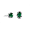 Pendientes de oro con halo, esmeraldas ovaladas y diamantes - modelo c3153