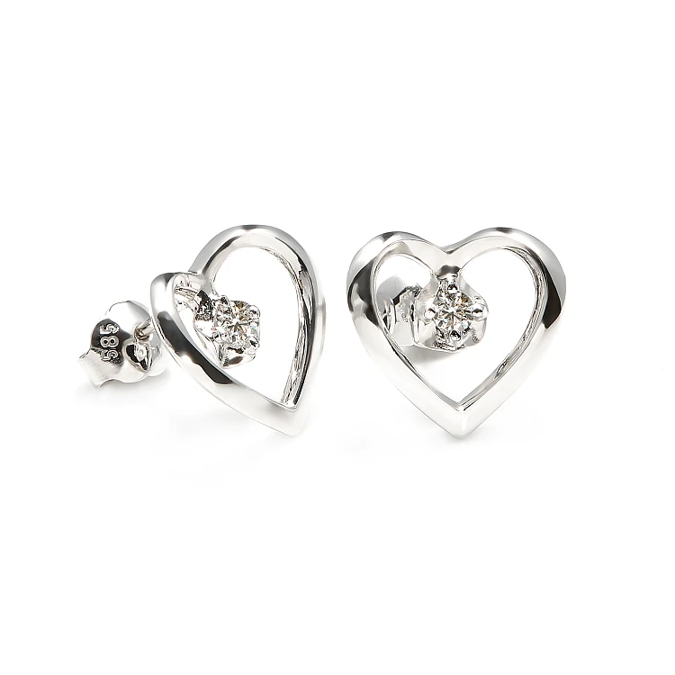 Herzohrringe aus Gold oder Platin mit Diamanten c3229