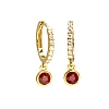 Pendientes redondos de oro con rubíes y diamantes incoloros - modelo c3816