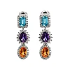 Modische goldene Ohrringe mit farbigen Steinen, Topas, Amethyst, Citrin und Diamanten c3899TpAmCiDi