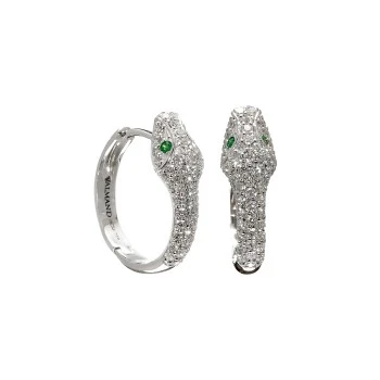 Pendientes de serpiente de oro con diamantes incoloros y esmeraldas - modelo c4589