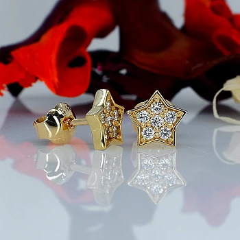Pendientes de estrella de oro o platino con diamantes - modelo c536