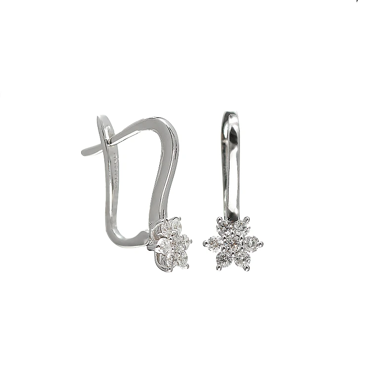 Schneeflockenohrringe mit goldenen Pfannkuchen und Diamanten - Modell c652v2