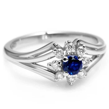 Anillo de regalo de oro con zafiro y diamantes - modelo i006