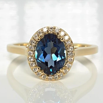 Geschenkring i029TpLbDi in Gold mit Topas und Diamanten