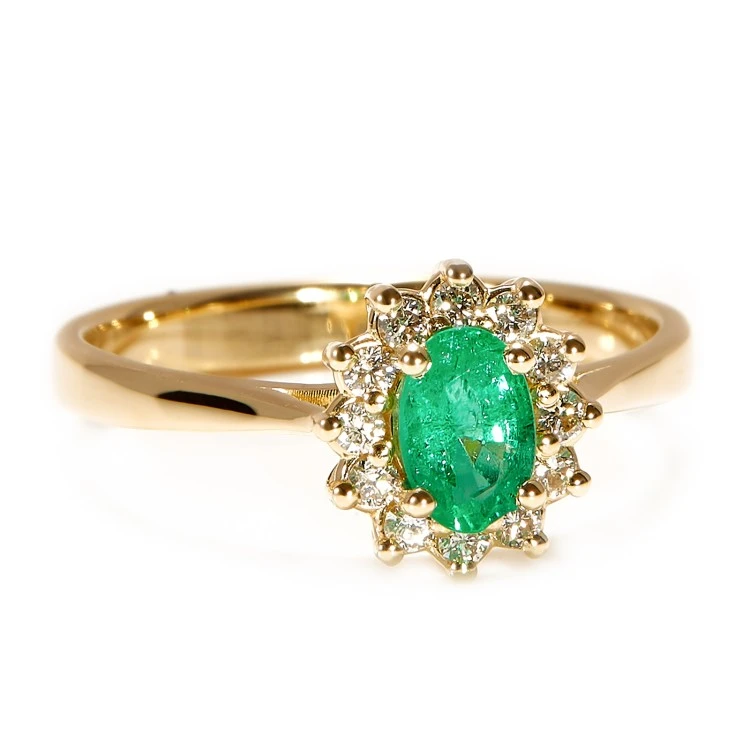 Anello di fidanzamento in oro con smeraldo e diamanti i042SmDi