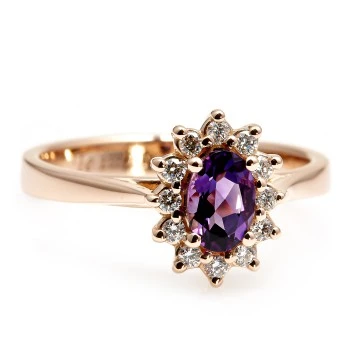 Anello Regalo i055AmDi Kate Middleton in Oro o Platino con Ametista e Diamanti