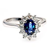 Kate Middleton Engagement Ring in 14k White Gold with Oval Sapphire and Diamonds i055SfDi