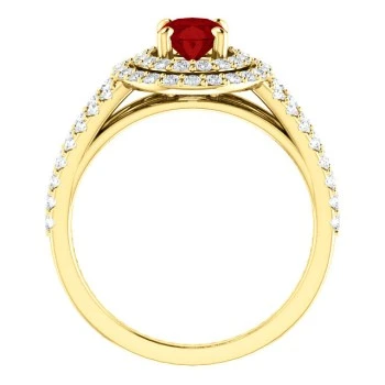 Anillo de compromiso de oro con rubí y diamantes - modelo 122101