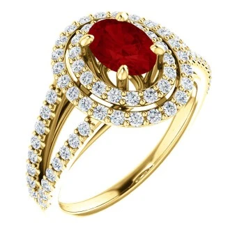 Anillo de compromiso de oro con rubí y diamantes - modelo 122101