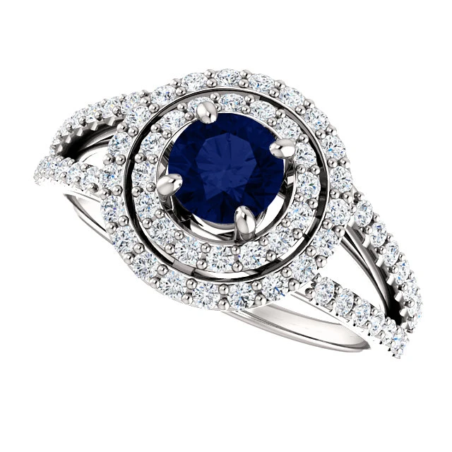 Anillo de compromiso de oro con zafiro y diamantes - modelo 122101