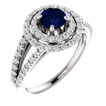 Gold-Verlobungsring mit Saphir und Diamanten 122101SfDi