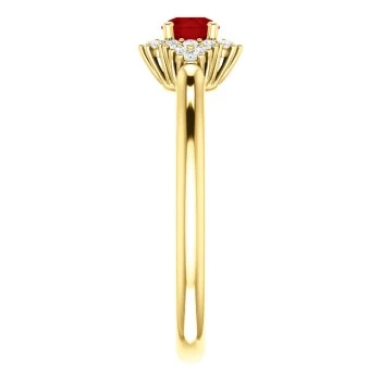 Anillo de compromiso de oro con rubí y diamantes - modelo i122650