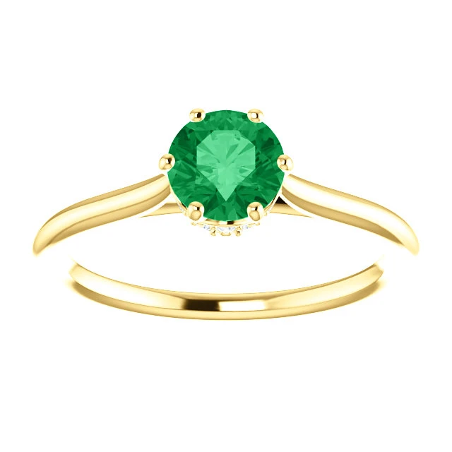 Anello di Fidanzamento i122995SmDi in Oro con Smeraldo e Diamanti