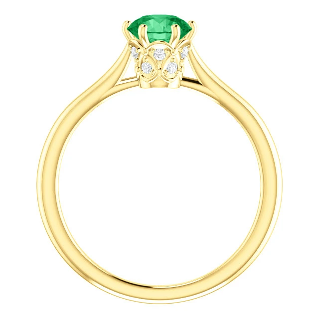 Anello di Fidanzamento i122995SmDi in Oro con Smeraldo e Diamanti