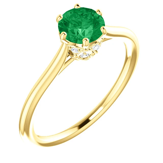 Anello di Fidanzamento i122995SmDi in Oro con Smeraldo e Diamanti