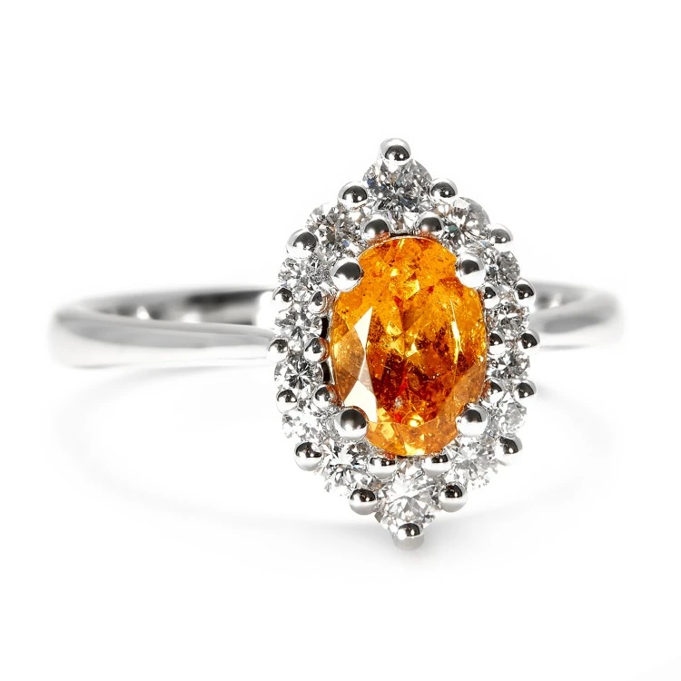 Gouden ring met granaat en diamanten i1497Grdi