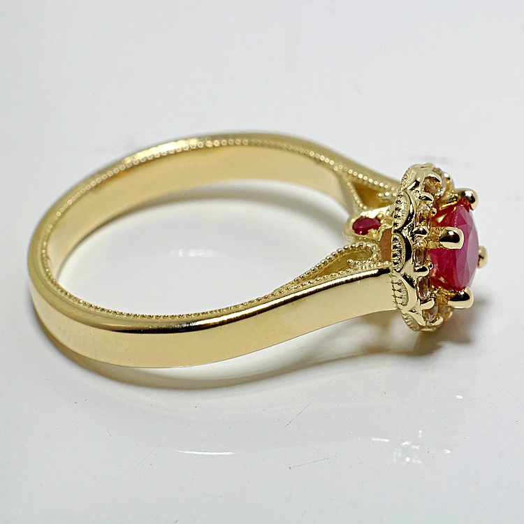 Engagement Ring i524RbDi in Gold with Ruby and Diamonds