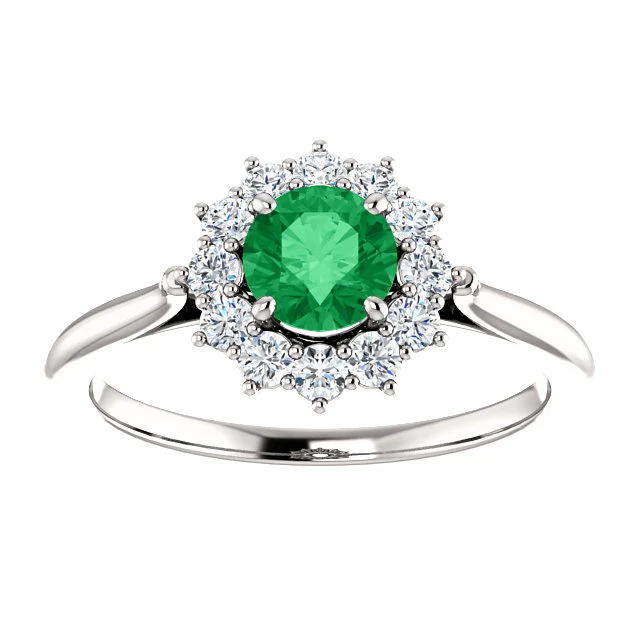 Anillo de oro o platino con esmeralda y diamantes - modelo i71606