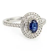 Vintage verlovingsring i1903SFODI in goud met ovale saffier en kleurloze diamanten