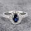 Anillo de compromiso de oro con zafiro y diamantes - modelo i348