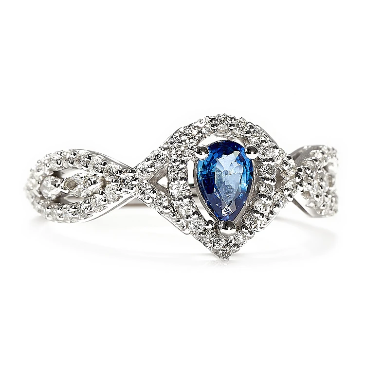 Bague en or 18 carats ou platine avec saphir para 6 x 4 mm et diamants incolores - modèle i4691