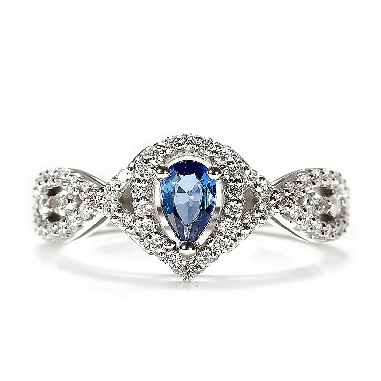 Bague en or 18 carats ou platine avec saphir para 6 x 4 mm et diamants incolores - modèle i4691
