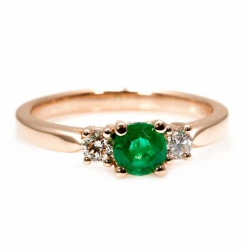 18k Gold or Platinum Engagement Ring with Emerald and Diamonds - model i025