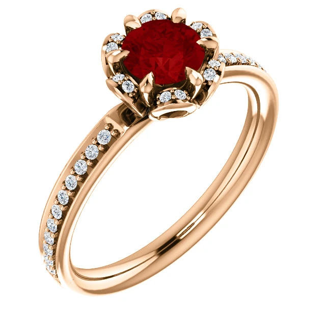 Gouden ring met robijn en diamanten 121997RbDi