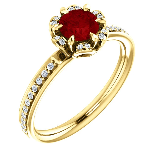 Gouden ring met robijn en diamanten 121997RbDi