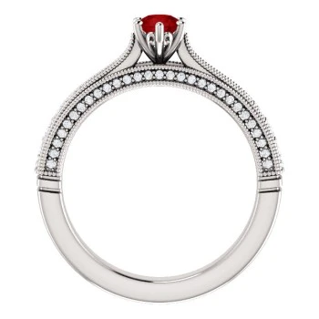 Anillo de compromiso de oro con rubí y diamantes - modelo 122474